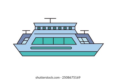 Projeto de ilustração de navio vetorial com fundo branco.