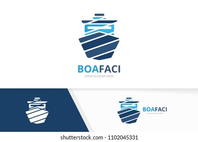 Vector ship logo combination. Boat symbol or icon. Unique yacht logotype design template.