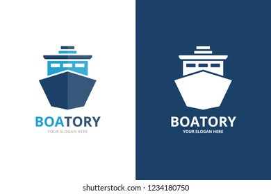 Vector ship logo combination. Boat symbol or icon. Unique yacht logotype design template.