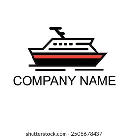 Diseño del logotipo de la nave del Vector con el fondo blanco. 