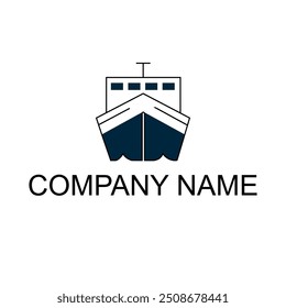 Vector ship logo design with white background. 