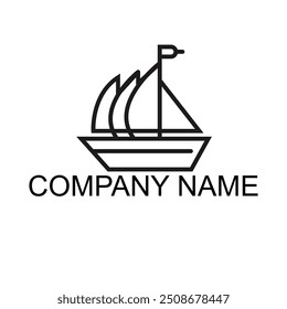 Vector ship logo design with white background. 