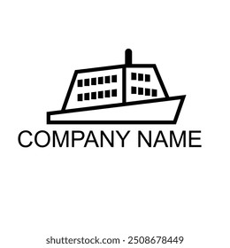Vector ship logo design with white background. 