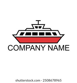 Vector ship logo design with white background.