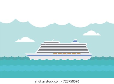  Vector ship on a sea background