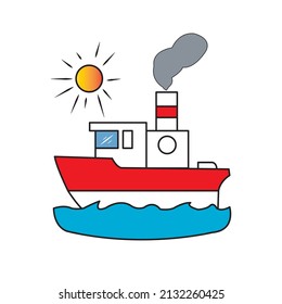 Vector of ship with red and withe color.