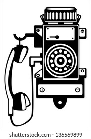 vector ship retro phone isolated on white background