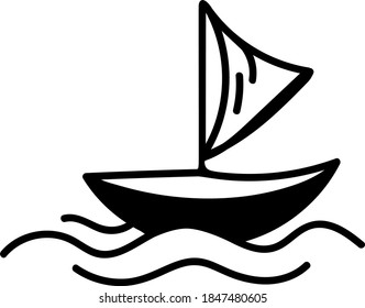 Vector ship with sail web clipart. Funny, cute illustrations for children's room decor, stickers, games and postcards. Hand-drawn print and Doodle.