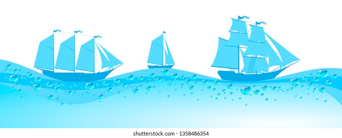 Vector ship with separate editable elements. Design for yacht clubs, shirts, etc.