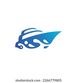 vector ship symbol of Speedboat Logo design nautical cruise yacht clipart