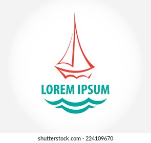 Vector ship, yacht sign corporate logo. Company logo design.