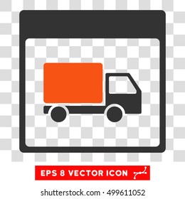 Vector Shipment Truck Calendar Page EPS vector pictograph. Illustration style is flat iconic bicolor orange and gray symbol on a transparent background.