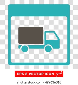 Vector Shipment Truck Calendar Page EPS vector pictogram. Illustration style is flat iconic bicolor grey and cyan symbol on a transparent background.