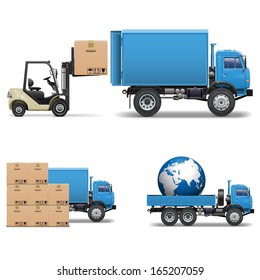 Vector Shipment Trucks and Forklift