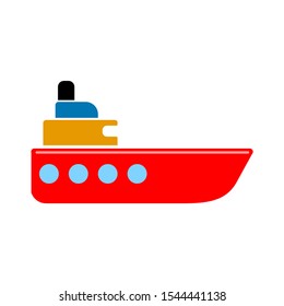 Vector Shipping Boat Illustration - Travel Icon - Cruise Boat Symbol