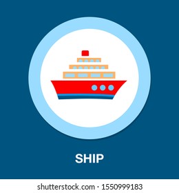 Vector Shipping Boat Illustration - Travel Icon - Cruise Boat Symbol