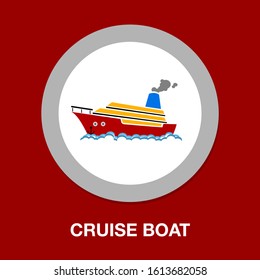 Vector Shipping Boat Illustration - Travel Icon - Cruise Boat Symbol