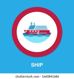 Vector Shipping Boat Illustration - Travel Icon - Cruise Boat Symbol