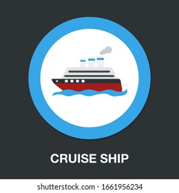 Vector Shipping Boat Illustration - Travel Icon - Cruise Boat Symbol