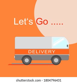 Vector - Servicio de envío por camioneta o camión. Entregar productos o alimentos al cliente en su casa u oficina. Se puede usar para banner, logotipo, folleto. Concepto de negocio.