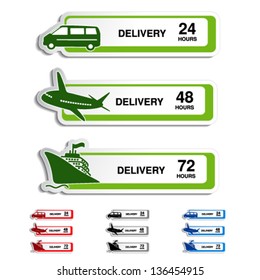 Vector shipping, delivery stickers - car, ship, plane