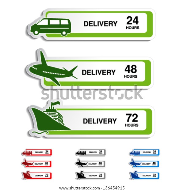 Vector\
shipping, delivery stickers - car, ship,\
plane