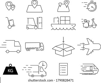 vector shipping icons on white background