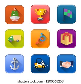 vector shipping icons set - transportation and delivery symbols isolated, logistics support icons