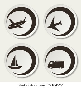 Vector shipping symbols - car, ship, plane