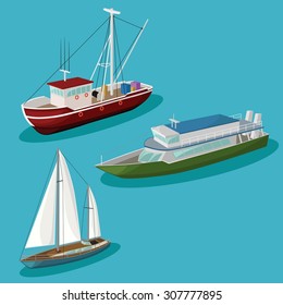 Vector Ships image design set for your illustration, postcards, poster, labels, stickers and other design needs. 