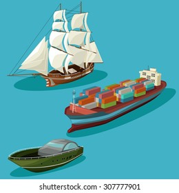 Vector Ships image design set for your illustration, postcards, poster, labels, stickers and other design needs. 