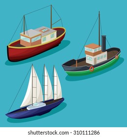 Vector Ships image design set for your illustration, postcards, poster, labels, stickers and other design needs. 