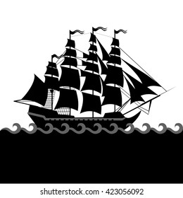 Vector ships set with separate editable elements. Design for yacht clubs, shirts, etc.