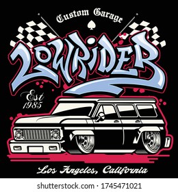 vector of shirt design of hip hop graffiti lowrider truck