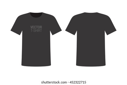 Vector shirt mockup. Men's black short sleeve t-shirt template. Front and back sides.