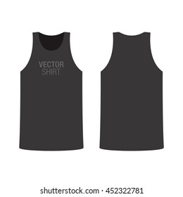 Vector shirt mockup. Men's black racerback shirt template. Front and back sides.