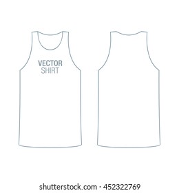 Vector shirt mockup. Men's white racerback shirt template. Front and back sides.