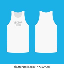 Vector shirt mockup. Men's white racerback shirt template. Front and back sides.