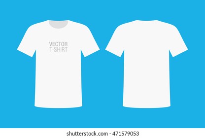 Vector shirt mockup. Men's white short sleeve t-shirt template. Front and back sides.