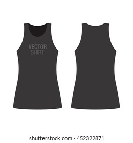 Vector shirt mockup. Women's black racerback shirt template. Front and back sides.