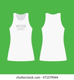 Vector shirt mockup. Women's white racerback shirt template. Front and back sides.