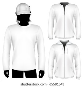 Vector. Shirt and sweatshirt design template with human body silhouette.