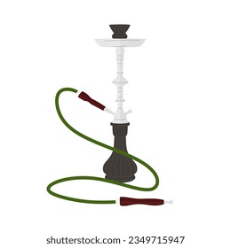 Vector shisha, hookah in flat style. Hookah illustration isolated on white background. Smoking aroma shisha. Color flat vector illustration