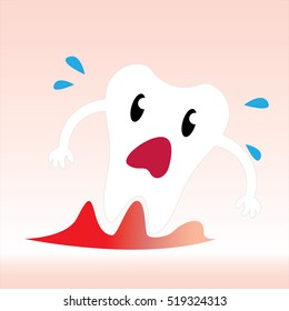 Vector shocked face tooth - Character design cartoon teeth for oral health.