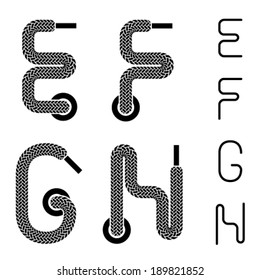 Vector Shoe Lace Alphabet Letters E F G H