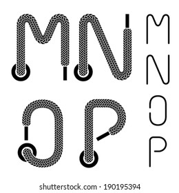 Vector Shoe Lace Alphabet Letters M N O P