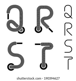 Vector Shoe Lace Alphabet Letters Q R S T