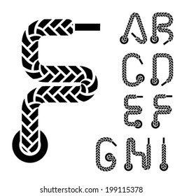 vector shoe lace alphabet letters part 1