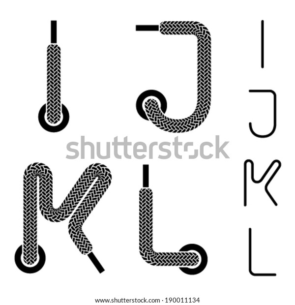 Vector Shoe Lace Alphabet Letters J 스톡 벡터(로열티 프리) 190011134