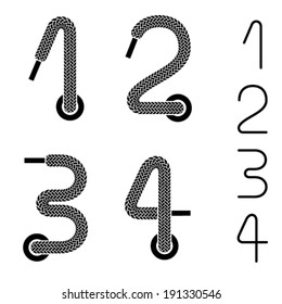 Vector Shoe Lace Numbers 1 2 3 4